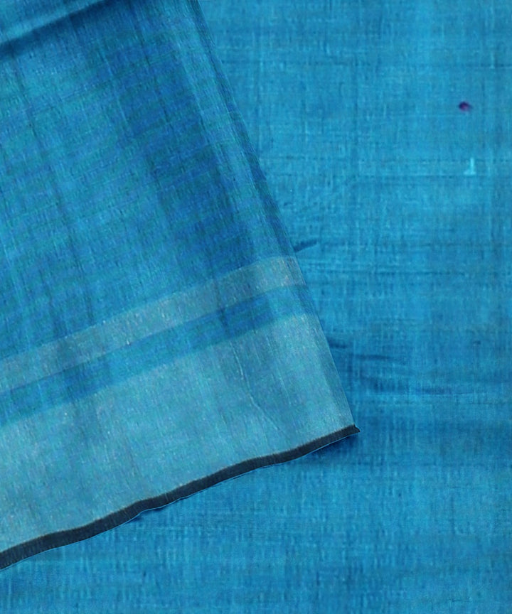 Midnight blue raw silk handloom bhagalpur saree