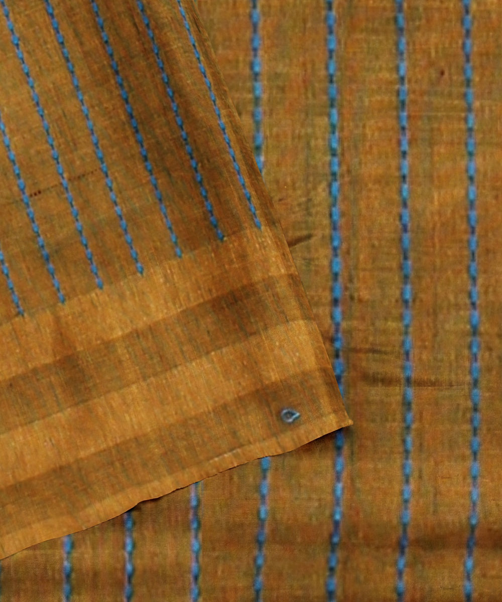 Cobalt blue mustard raw silk handloom bhagalpur saree