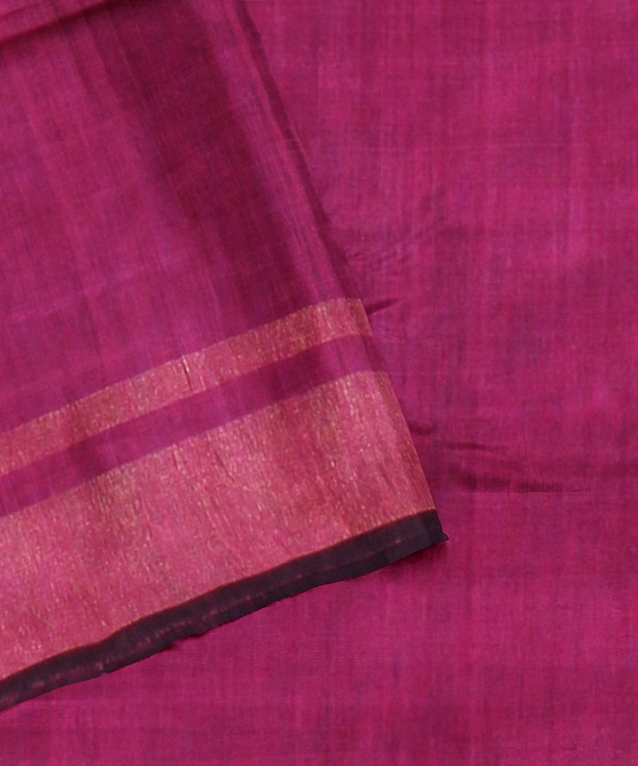 Black pink raw silk handloom bhagalpur saree