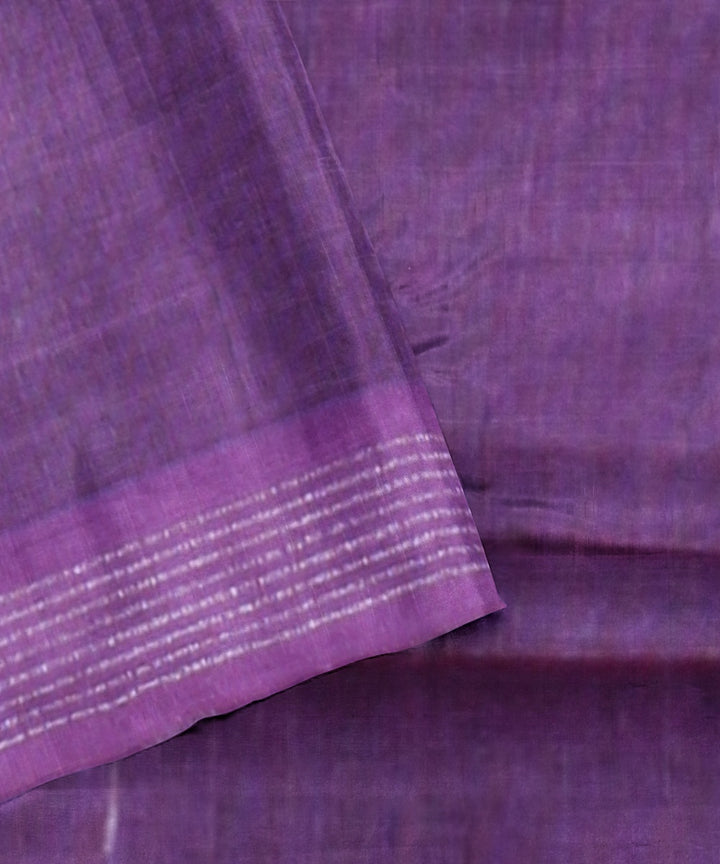 Grey lavender raw silk handloom bhagalpur saree