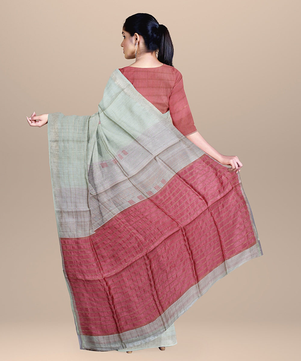 Grey onion pink raw silk handloom bhagalpur saree