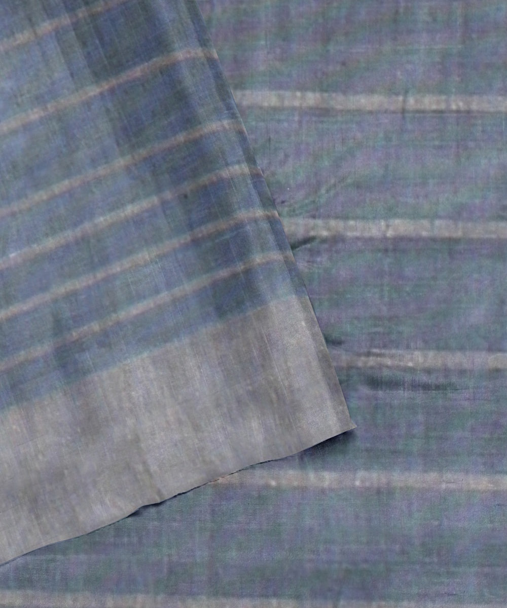 Black striped raw silk handloom bhagalpur saree