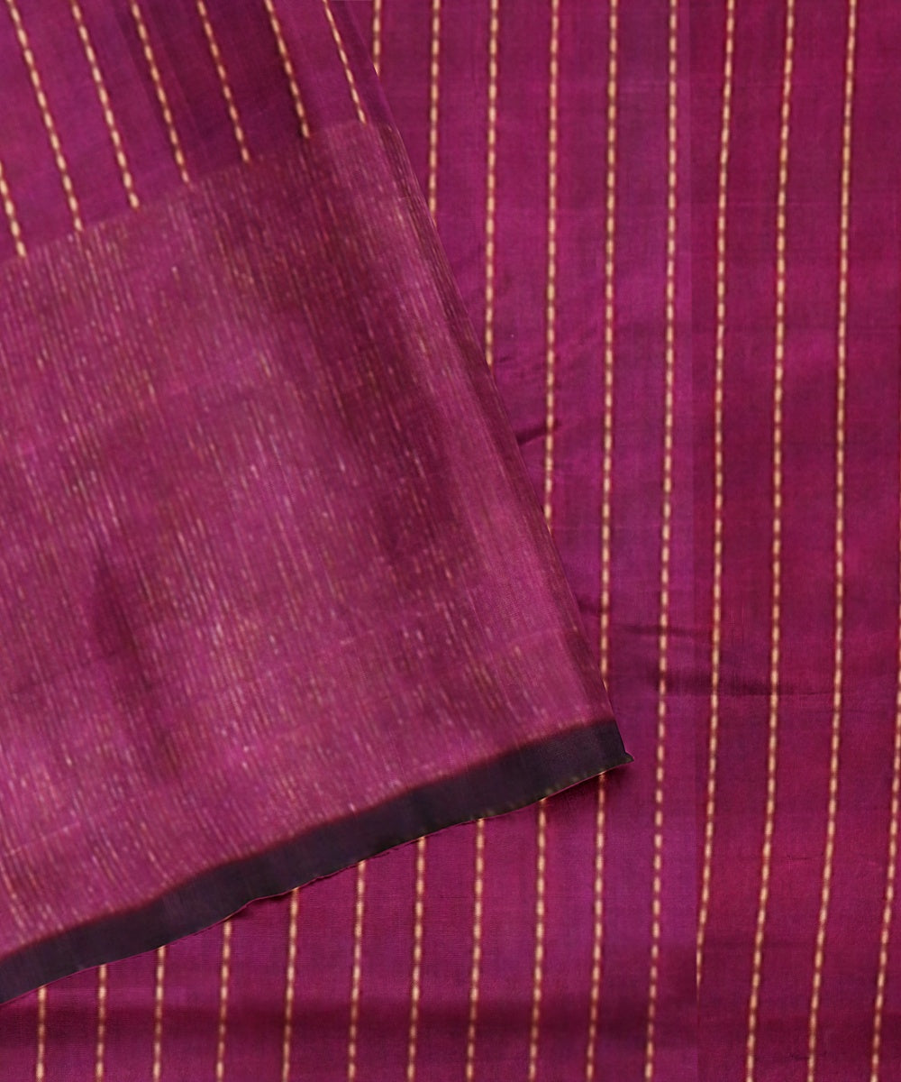 Brown magenta raw silk handloom bhagalpur saree