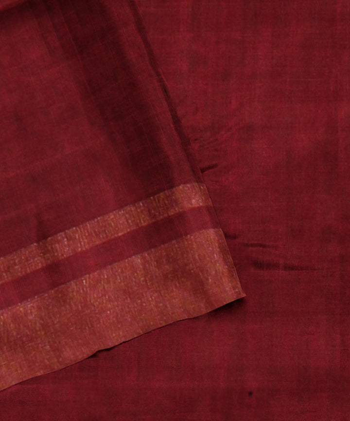 Egyptian blue maroon raw silk handloom bhagalpur saree