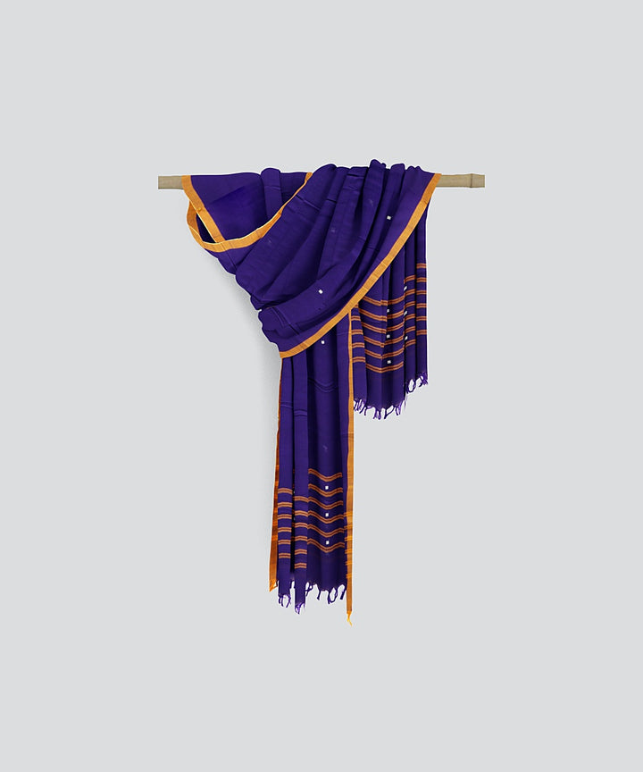 Navy Blue Cyber Yellow Handloom Cotton Bomkai Dupatta