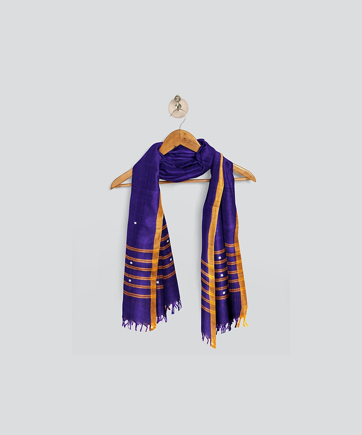 Navy Blue Cyber Yellow Handloom Cotton Bomkai Dupatta