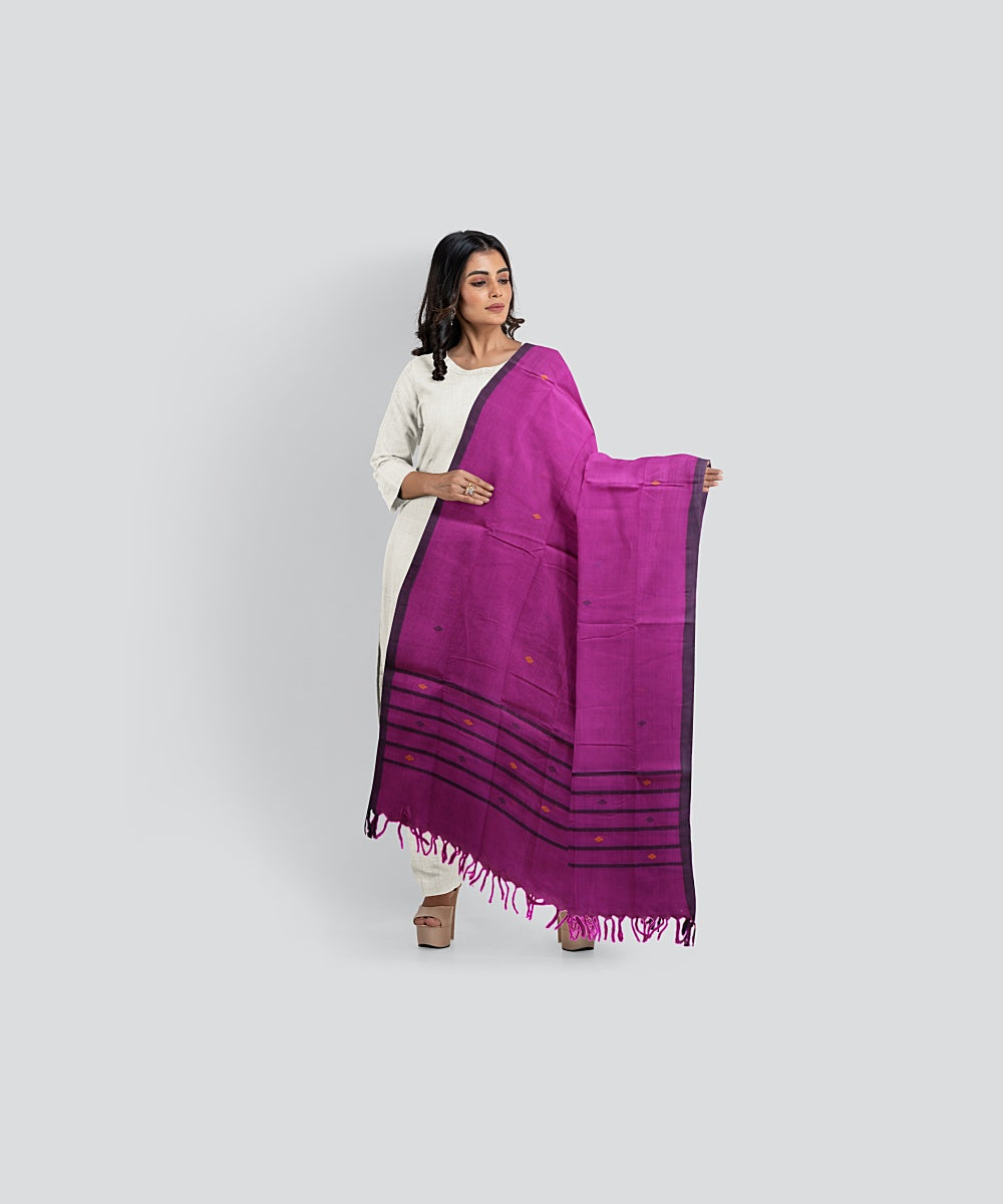 Purple Coffee Handloom Cotton Bomkai Dupatta