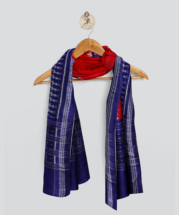 Red Dark Blue Handloom Cotton Sambalpuri Dupatta