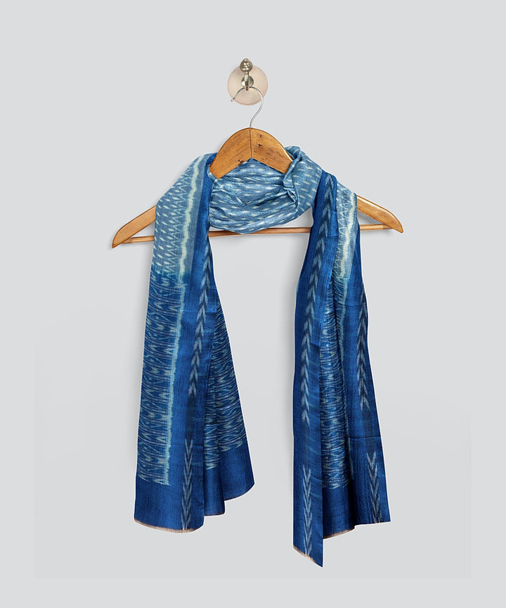 Sky Blue Denim Handloom Cotton Sambalpuri Dupatta