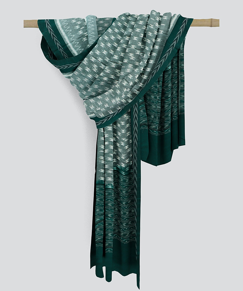 Cyan Blue Dark Green Handloom Cotton Sambalpuri Dupatta