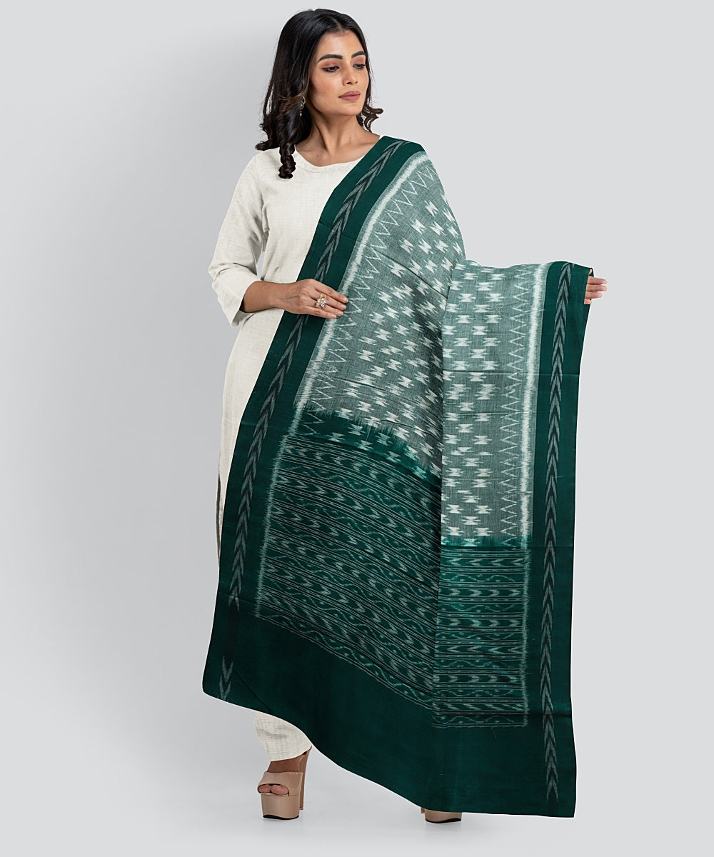 Cyan Blue Dark Green Handloom Cotton Sambalpuri Dupatta