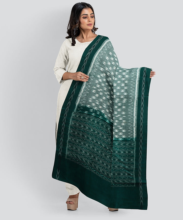 Cyan Blue Dark Green Handloom Cotton Sambalpuri Dupatta