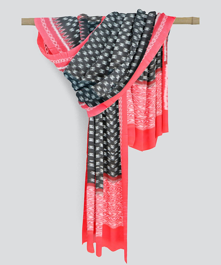 Black Dark Red Handloom Cotton Sambalpuri Dupatta