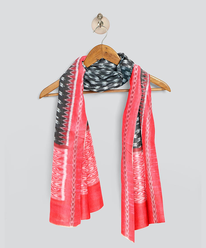 Black Dark Red Handloom Cotton Sambalpuri Dupatta
