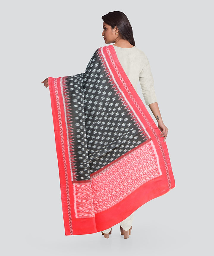 Black Dark Red Handloom Cotton Sambalpuri Dupatta