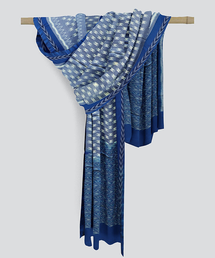 Sky Blue Denim Handloom Sambalpuri Cotton Dupatta