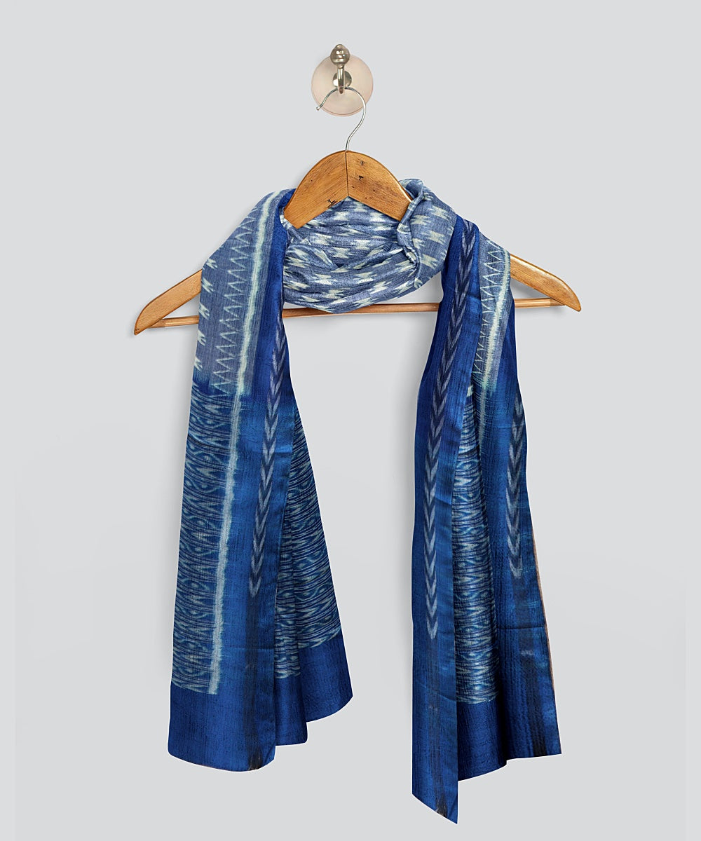 Sky Blue Denim Handloom Sambalpuri Cotton Dupatta