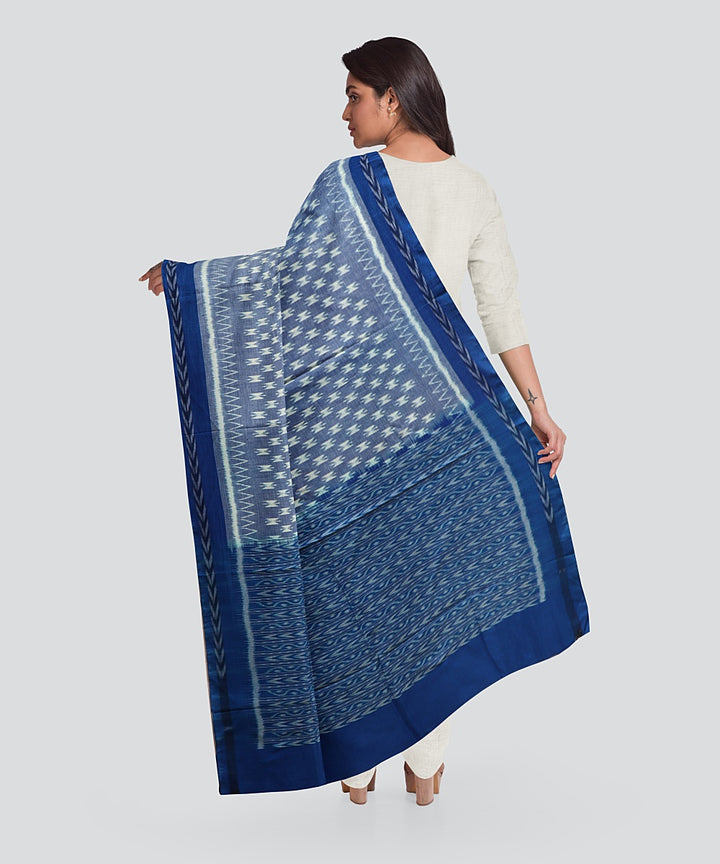 Sky Blue Denim Handloom Sambalpuri Cotton Dupatta