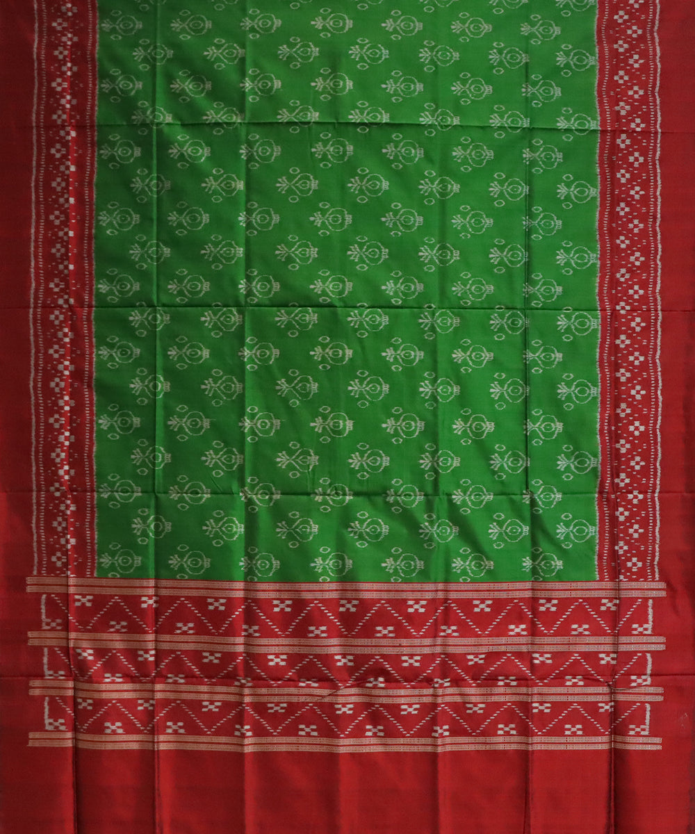 Dark green dark red silk handloom sambalpuri dupatta