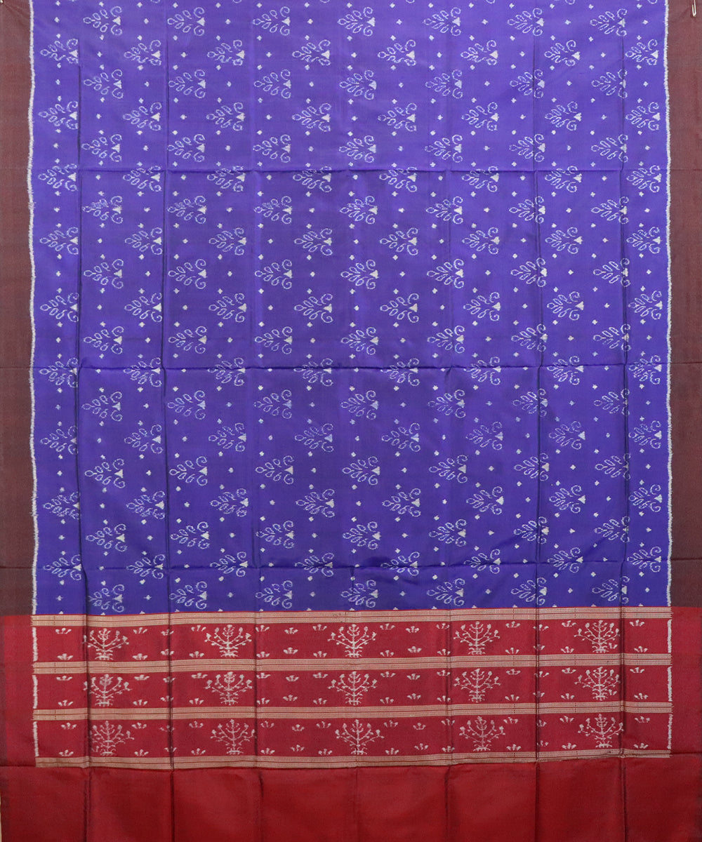 Blue dark red silk handloom sambalpuri dupatta