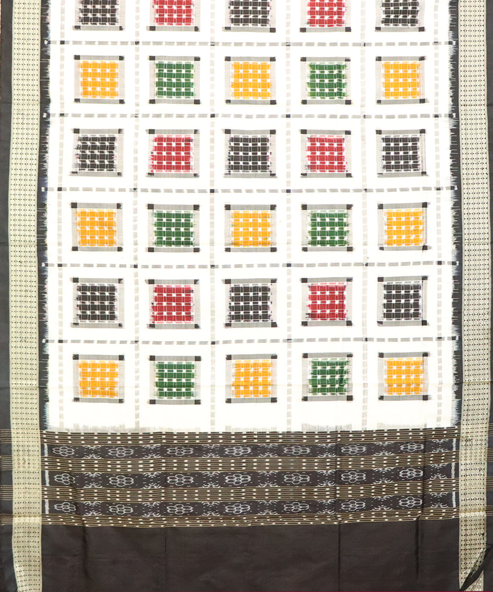 White black silk sambalpuri handloom dupatta