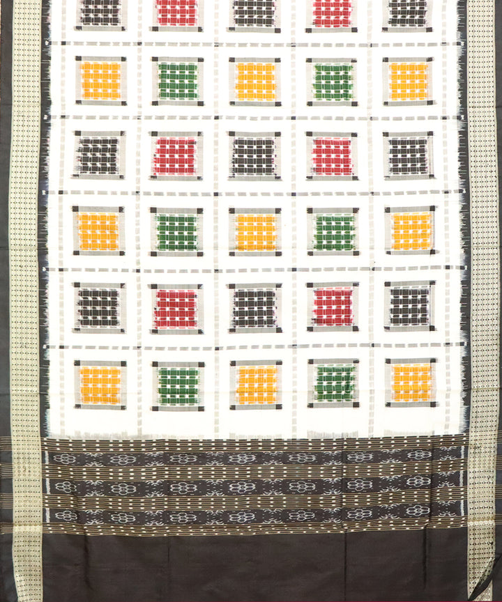 White black silk sambalpuri handloom dupatta