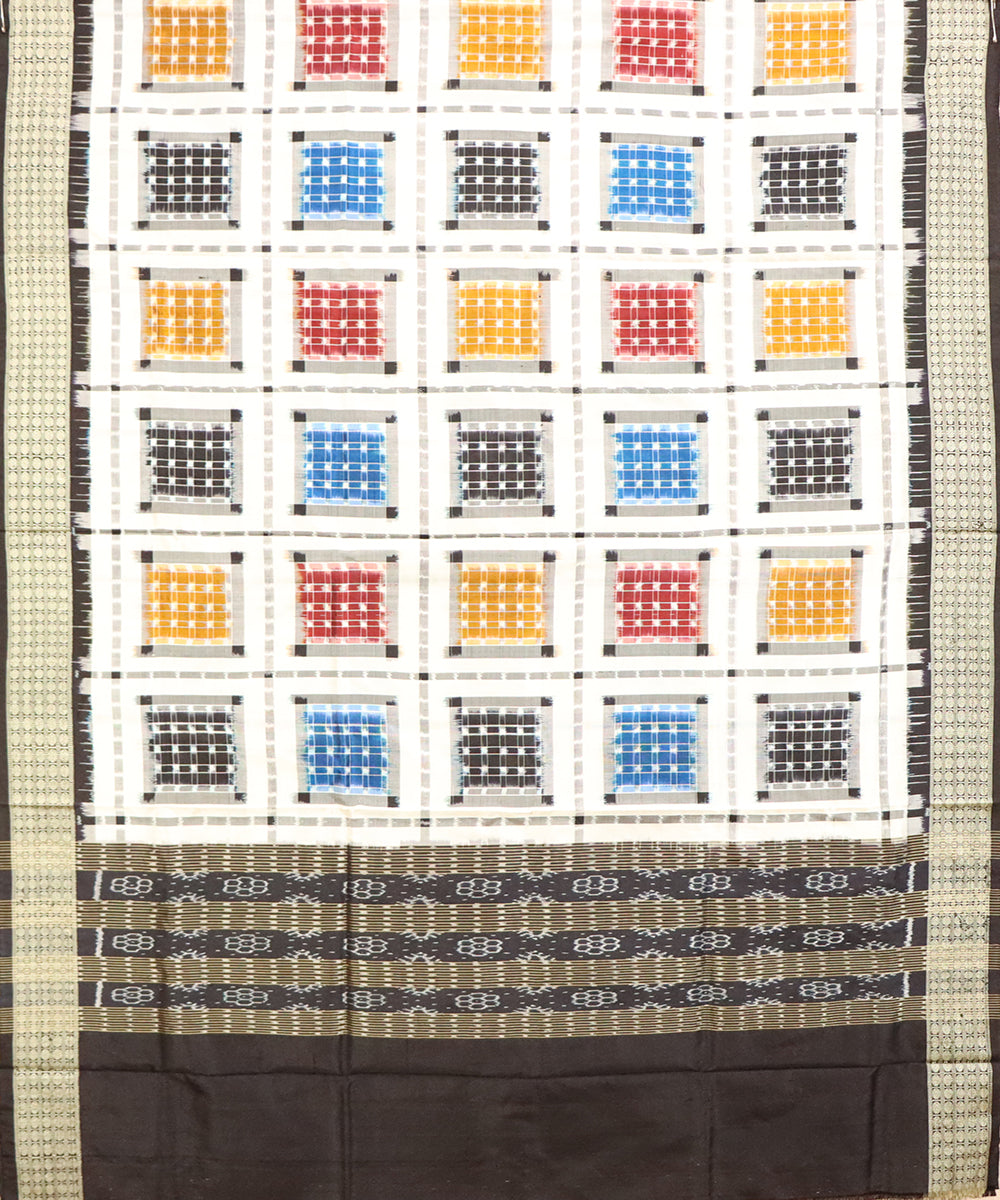 White black silk handloom sambalpuri dupatta