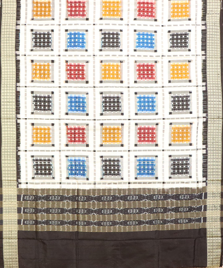 White black silk handloom sambalpuri dupatta