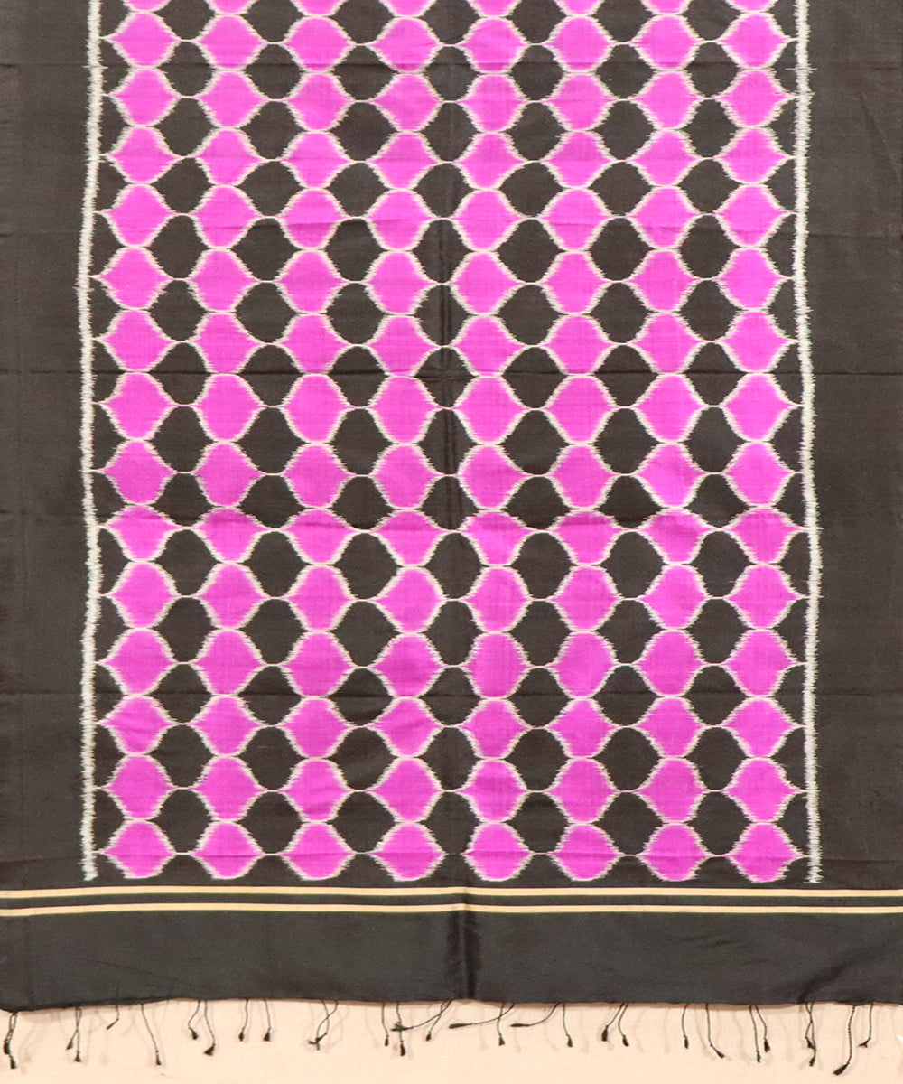 Multicolor black silk handloom sambalpuri stole