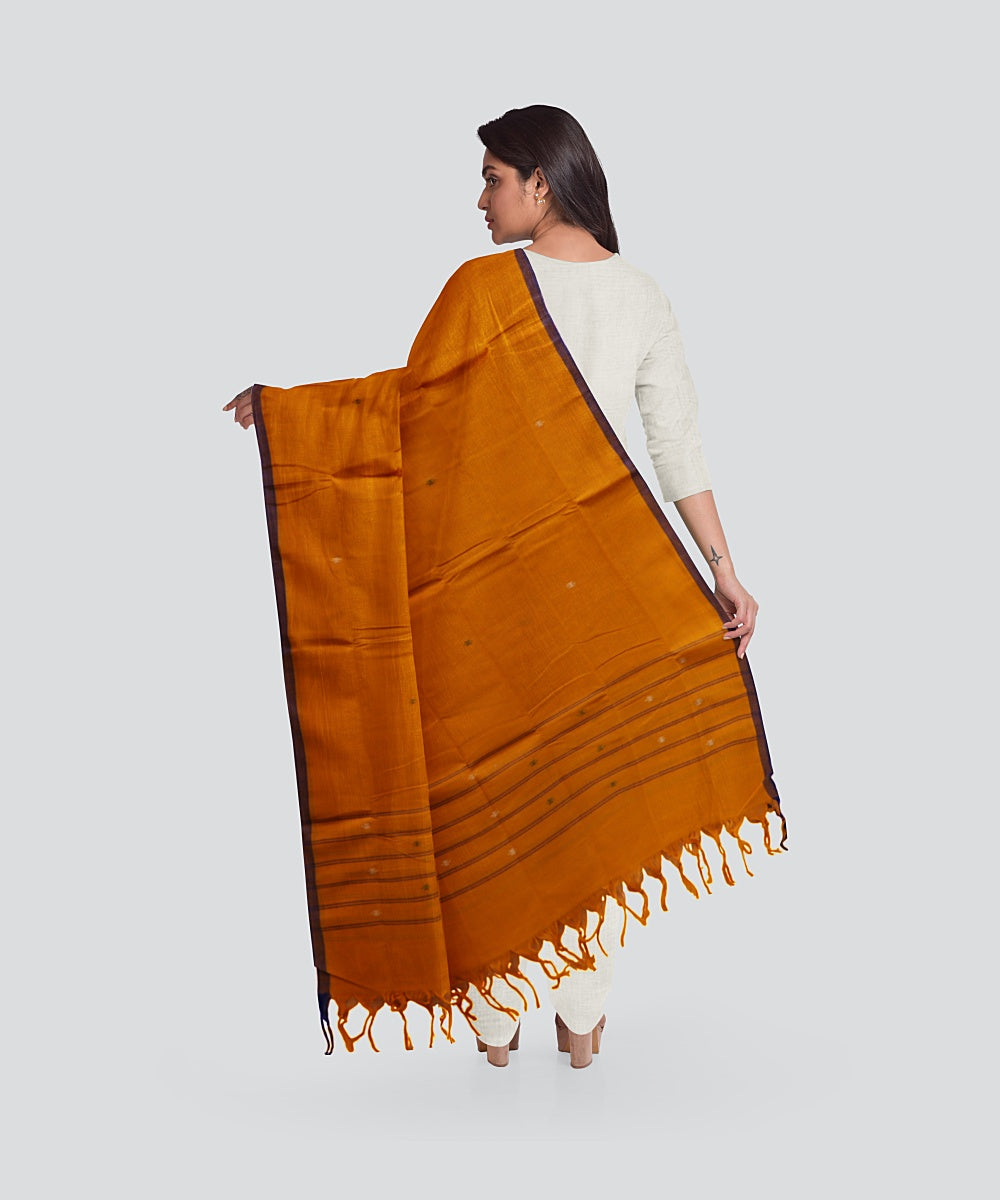 Yellow Blue Handloom Cotton Bomkai Dupatta