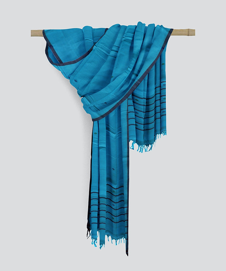 Sky Blue Coffee Handloom Cotton Bomkai Dupatta