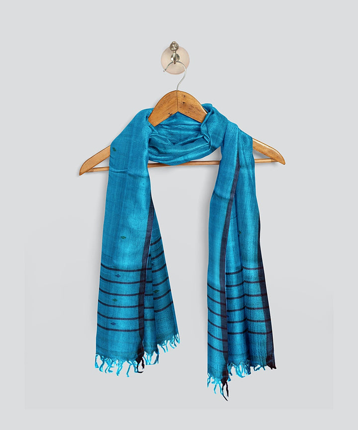 Sky Blue Coffee Handloom Cotton Bomkai Dupatta