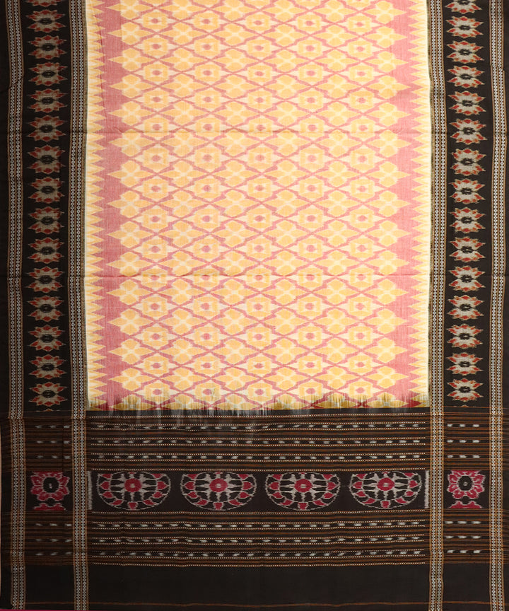 Cream black cotton handloom sambalpuri dupatta