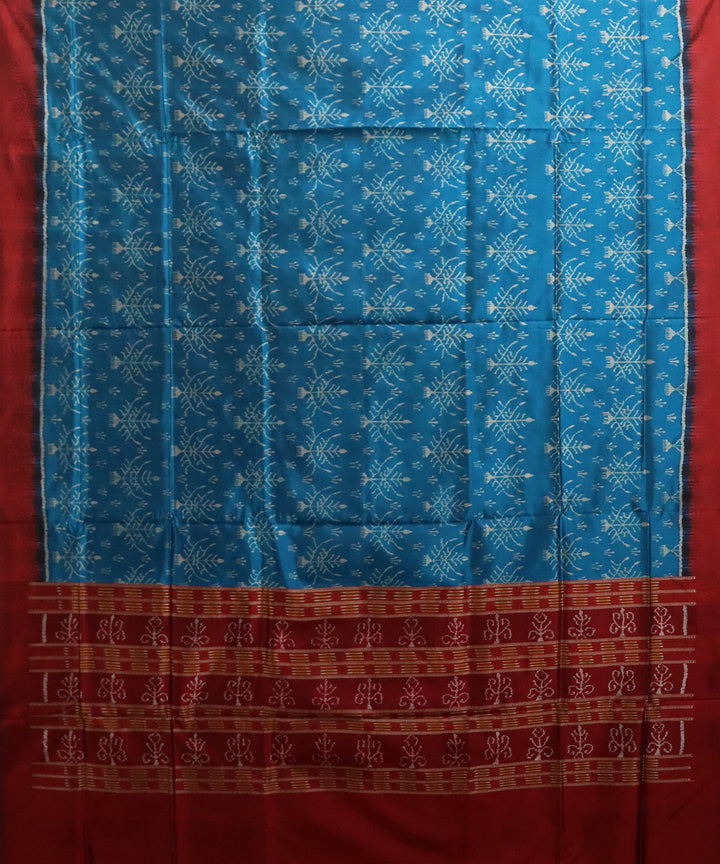 Blue dark maroon cotton handloom sambalpuri dupatta