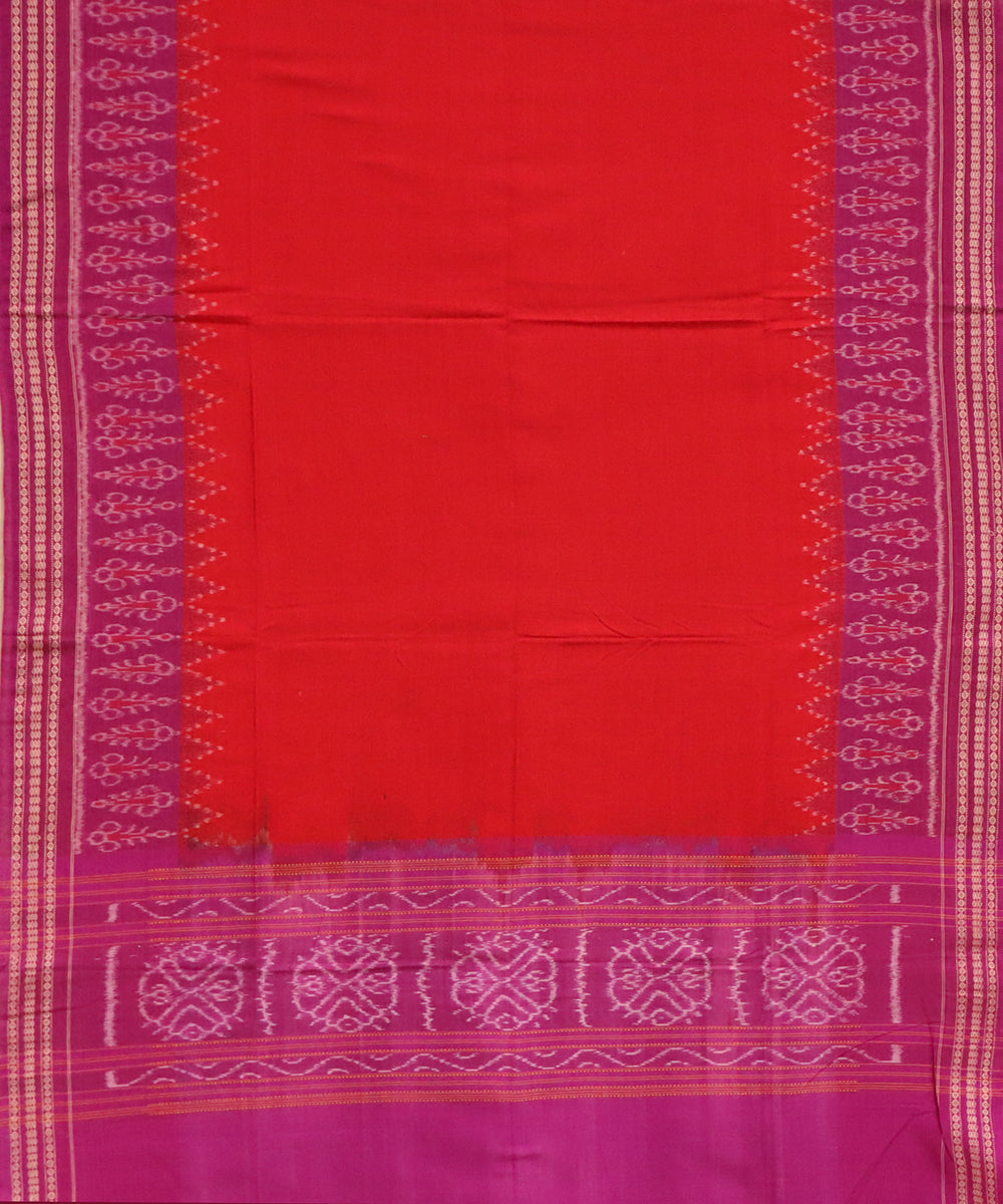 Red blue-violet cotton handloom sambalpuri dupatta