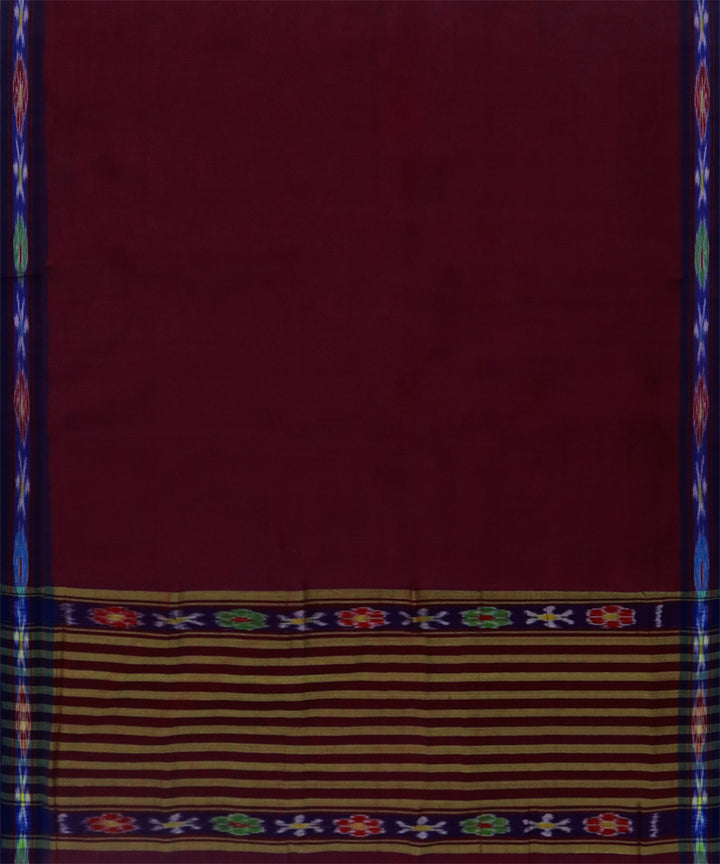 Brown navy blue cotton handwoven dulla saree