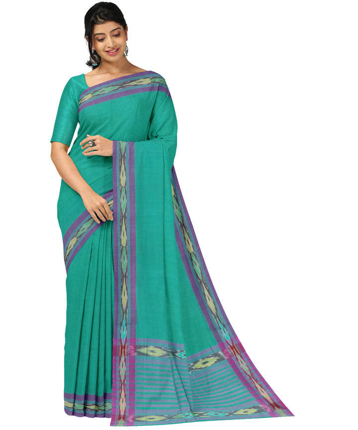 Lime green violet cotton handwoven dulla saree
