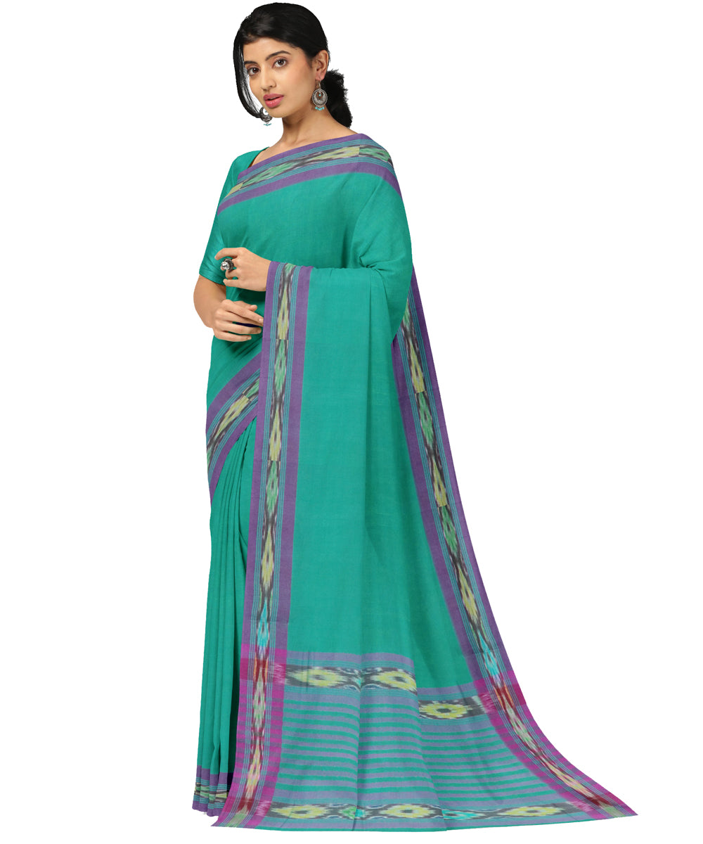 Lime green violet cotton handwoven dulla saree