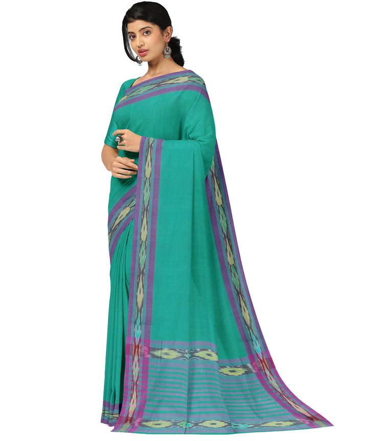 Lime green violet cotton handwoven dulla saree