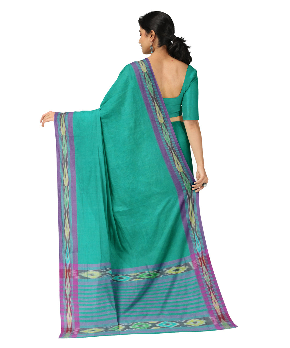 Lime green violet cotton handwoven dulla saree
