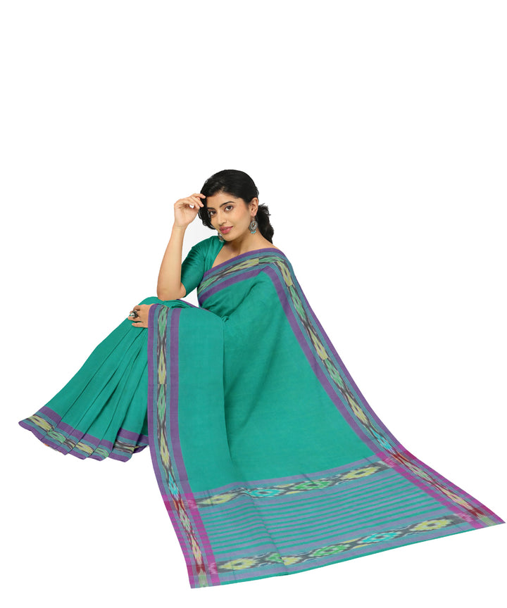 Lime green violet cotton handwoven dulla saree