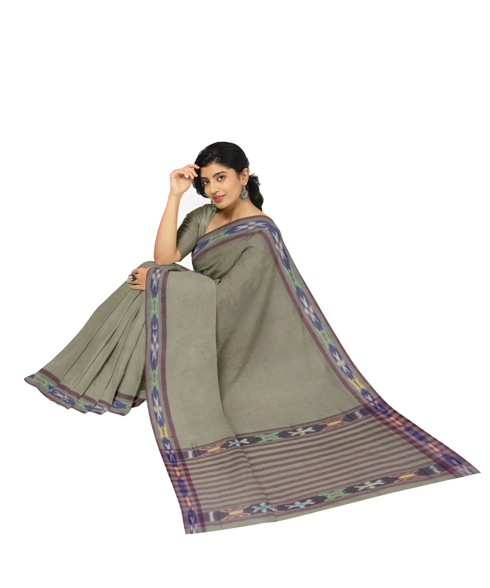 Grey blue cotton handwoven dulla saree