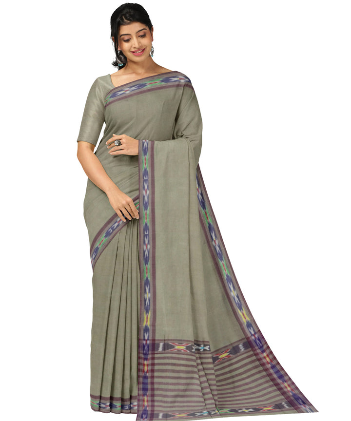 Grey blue cotton handwoven dulla saree