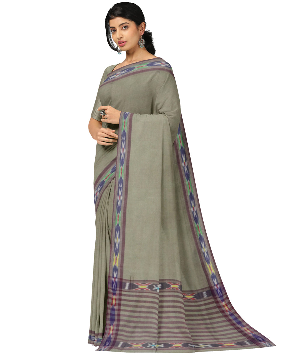 Grey blue cotton handwoven dulla saree