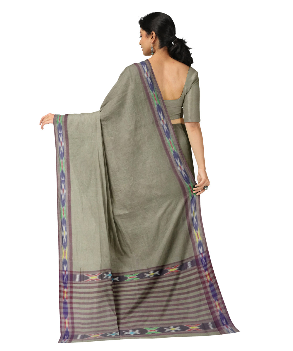 Grey blue cotton handwoven dulla saree