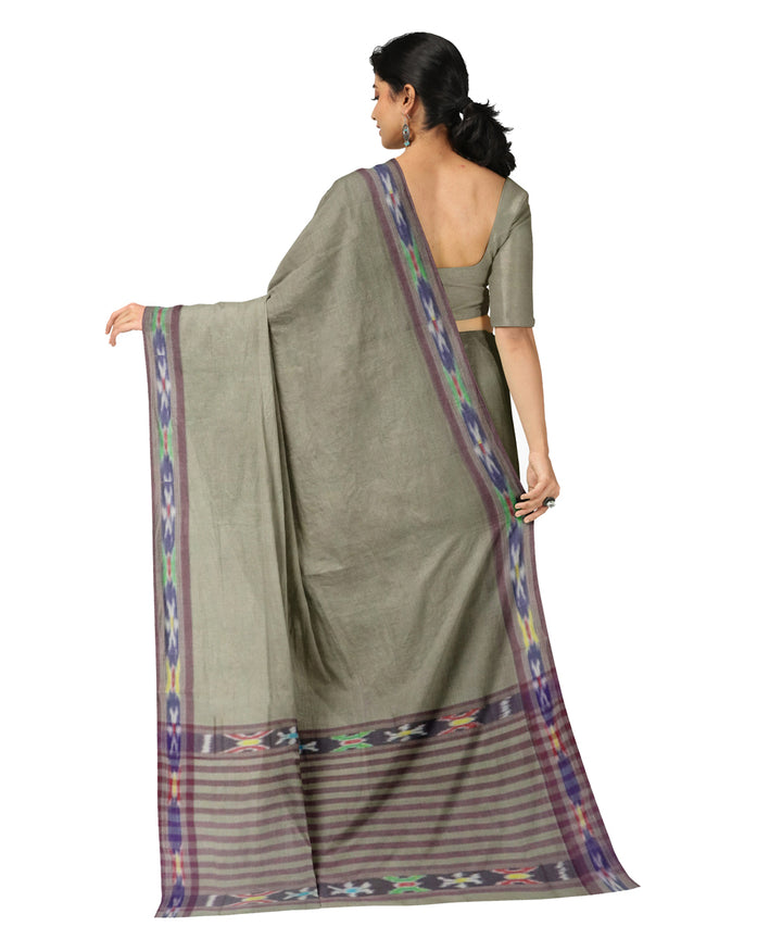 Grey blue cotton handwoven dulla saree