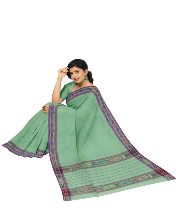 Teal green purple cotton handwoven dulla saree