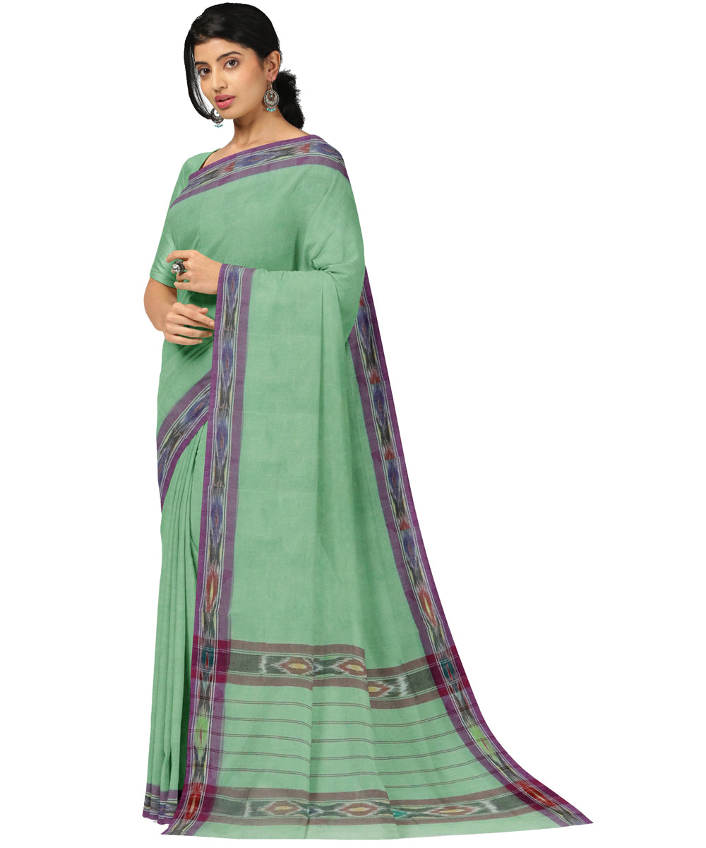 Teal green purple cotton handwoven dulla saree