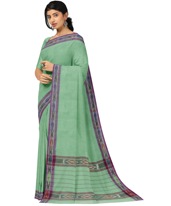 Teal green purple cotton handwoven dulla saree