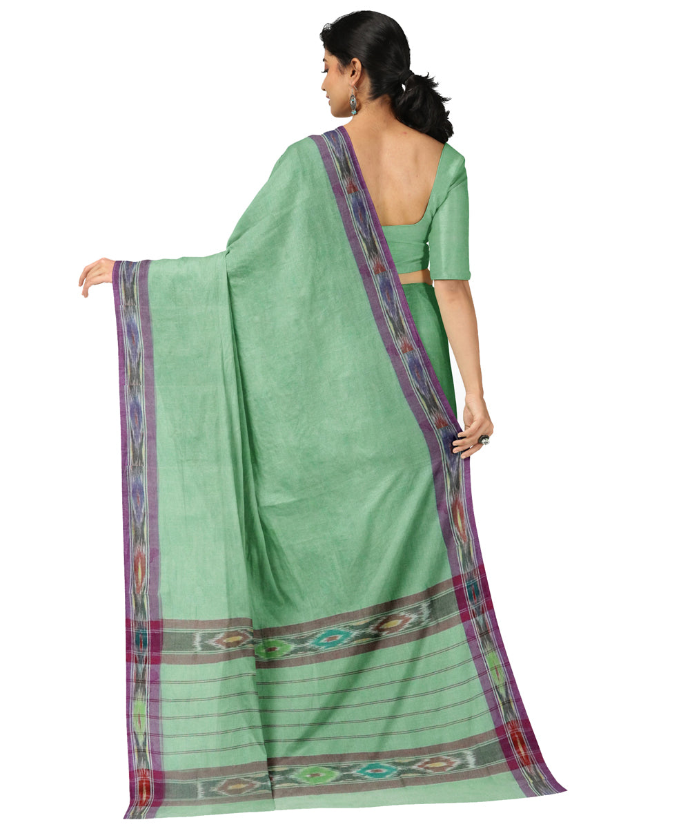 Teal green purple cotton handwoven dulla saree